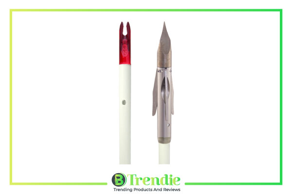 10.AMS Bowfishing Arrow with 3 barb Grapple Point and White Fiberglass Shaft